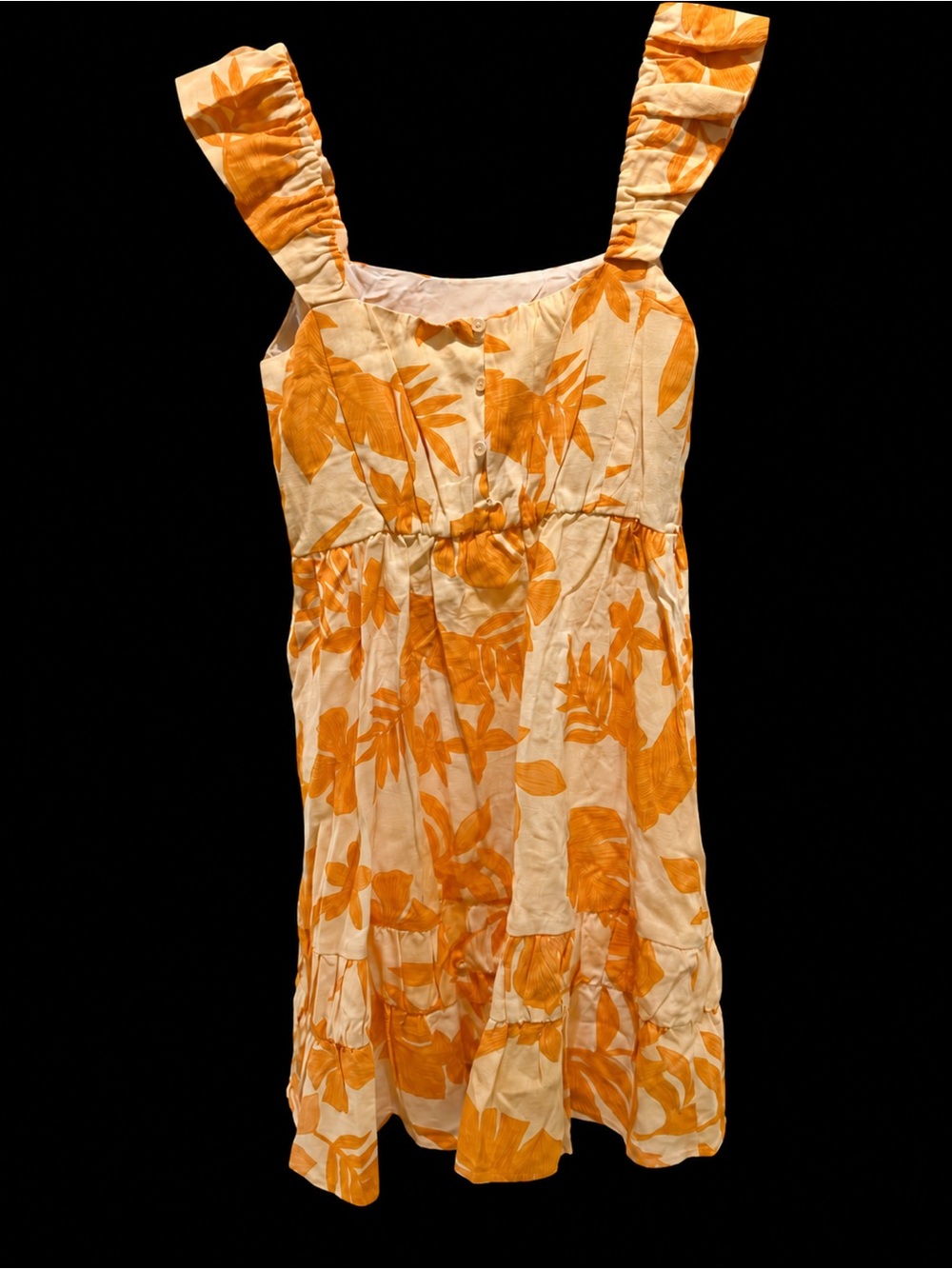 ZARA | Girls Orange Floral Ruffle Strap Dress